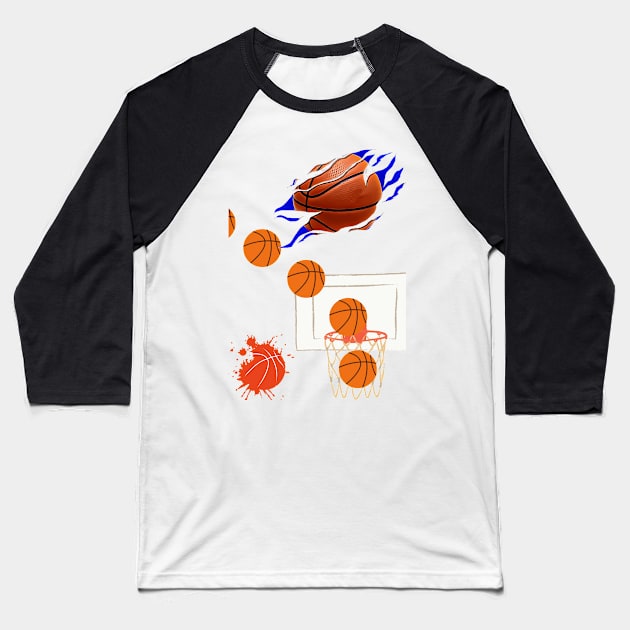 BASKET BALL Baseball T-Shirt by AMINOS ART